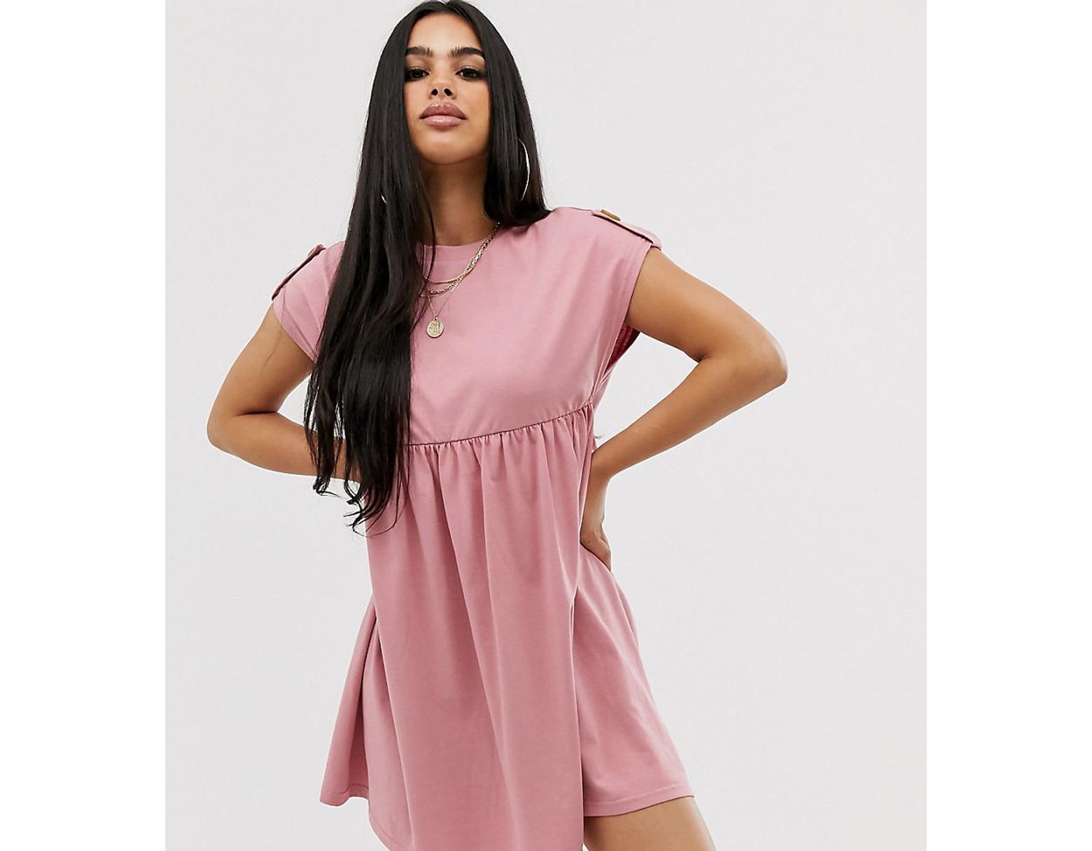 asos pink smock dress