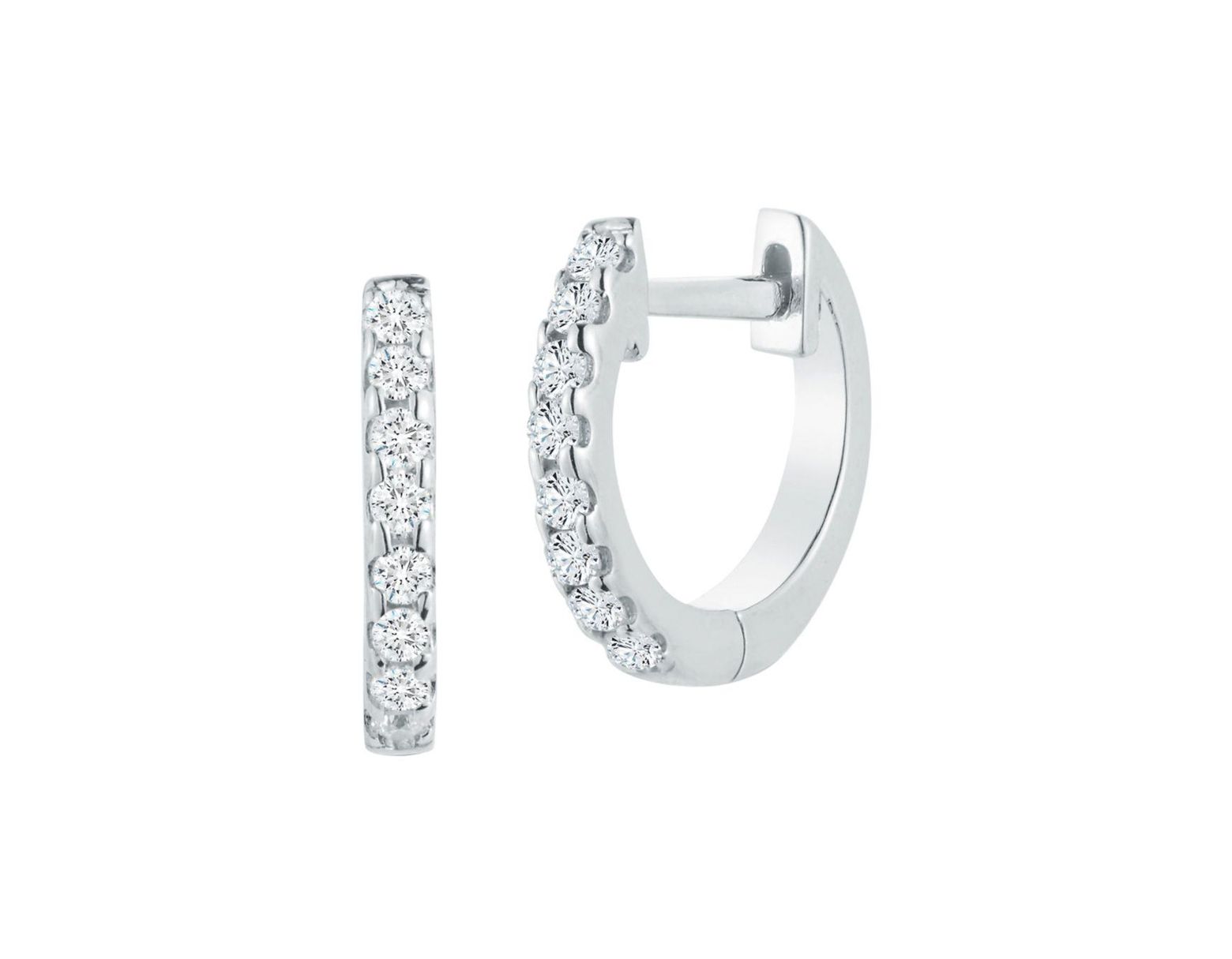 Women S 14k White Gold Diamond Huggie Hoop Earrings