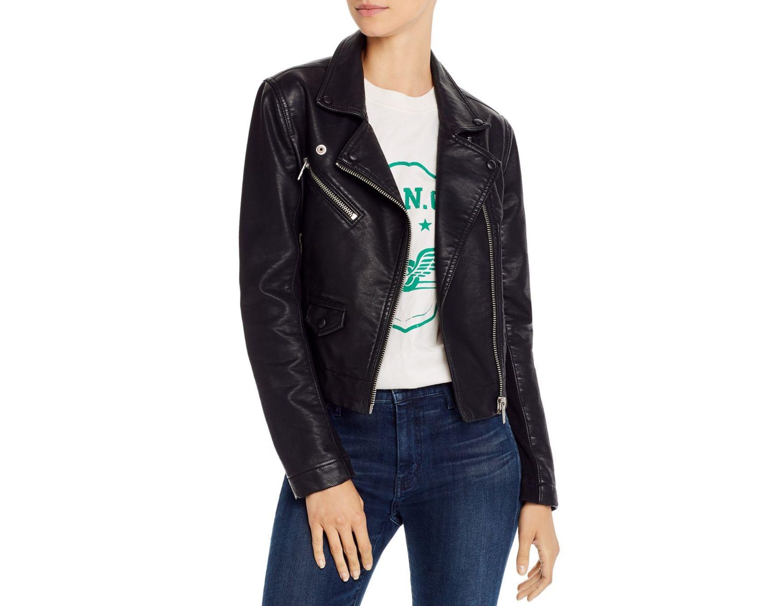 Women S Black Cropped Faux Leather Moto Jacket