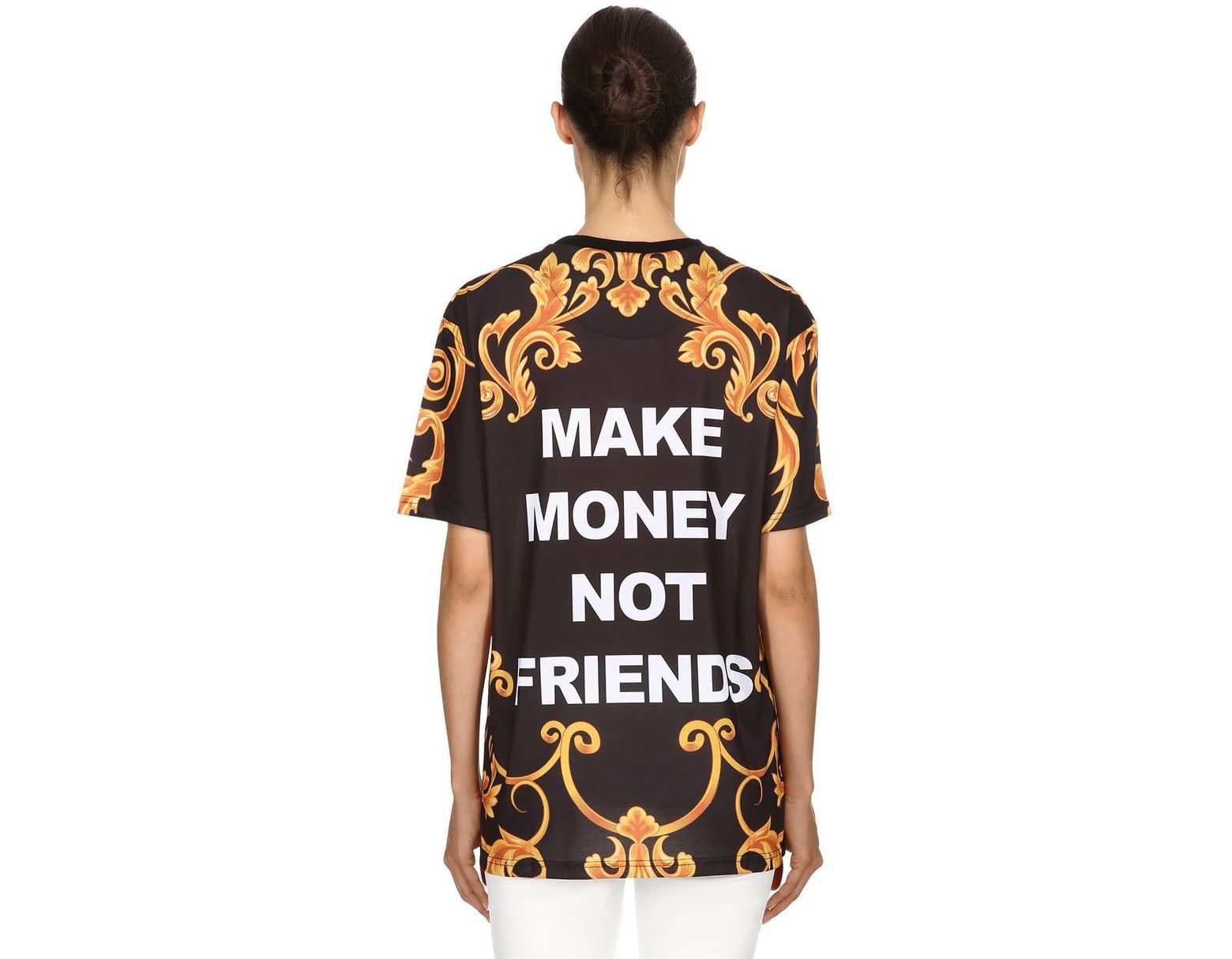 Make Money Not Friends Printed Cotton Jersey T Shirt In - 