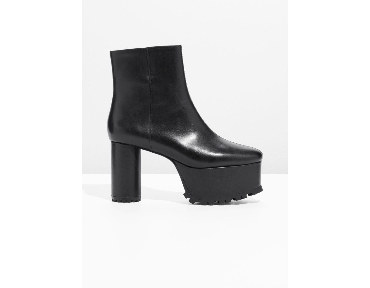 Other Stories Leather Platform Boots In Black Lyst