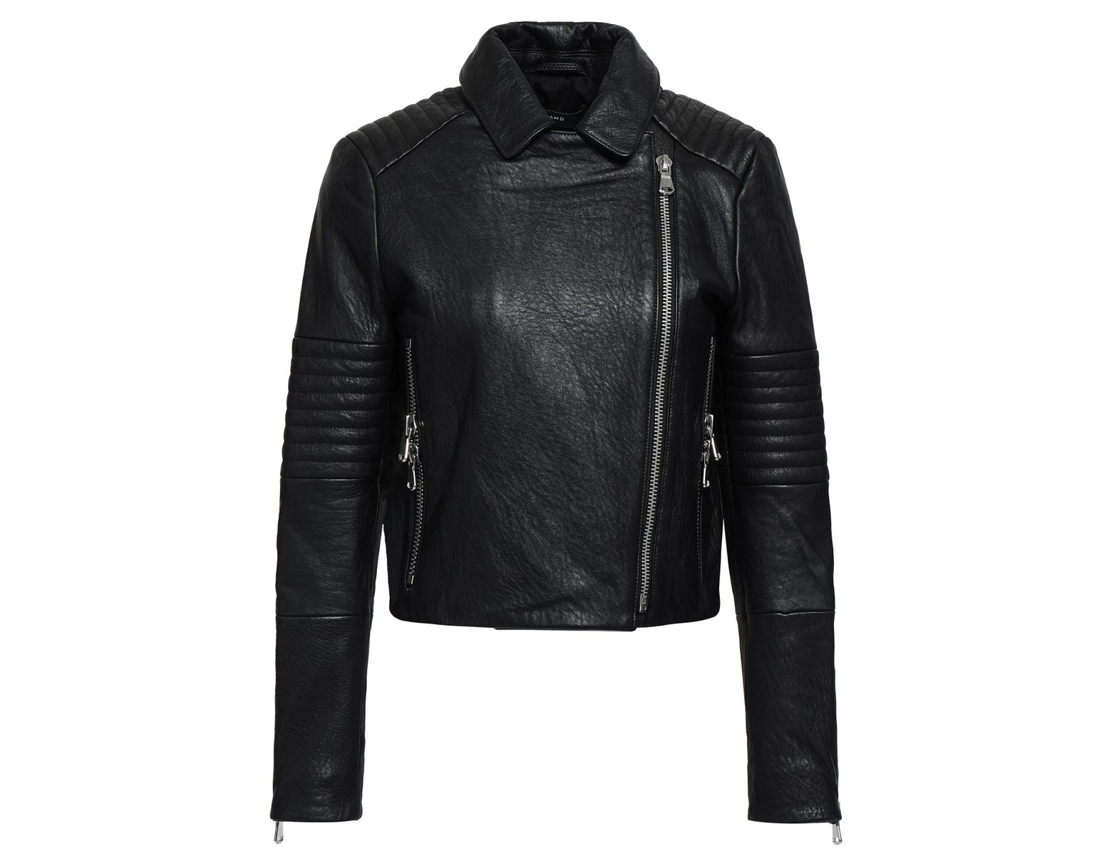 Women S Textured Leather Biker Jacket Black