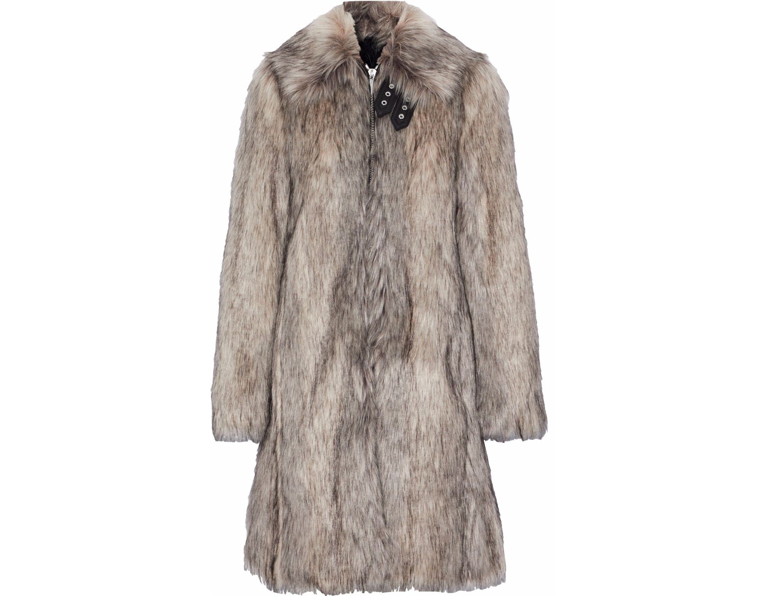 Wolf Fur Coat >> Women S Wolf Leather Trimmed Faux Fur Coat Mushroom Wolf Fur Coat >> Women S Wolf Leather Trimmed Faux Fur Coat Mushroom