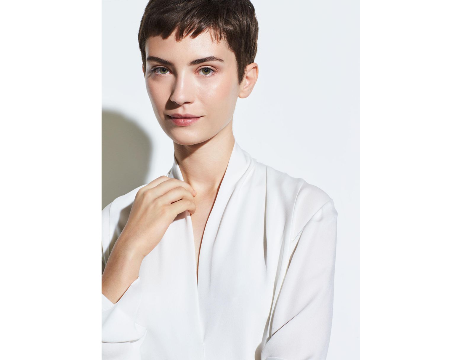Vince Silk Drape Neck Blouse Lyst