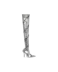Balenciaga Knife 110mm Over-the-knee Allover Logo - Metallic