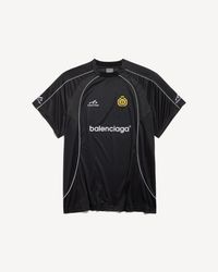 Balenciaga Paris Soccer T-Shirt Oversized in Blue for Men | Lyst