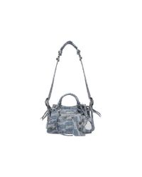 Balenciaga Neo Cagole Xs Handbag Bb Monogram Bleached Denim - Blue