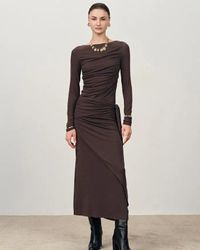 chinese dress ladies COS Pleated Knitted Maxi Dress Navy – The Dress Nook main image 1