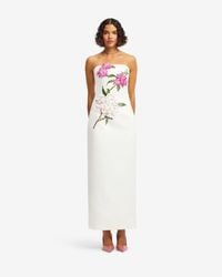 rayna floral-appliqud crepe maxi dress Leo Lin Rayna Floral-AppliquD Crepe Maxi Dress - Burgundy
