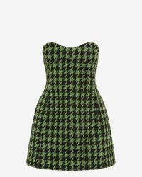 LEO LIN Rosario Tweed Petal Bustier Mini Dress in Yellow | Lyst