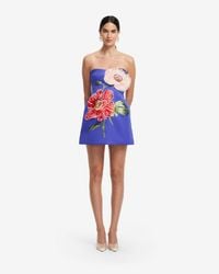 leo lin chloe floral appliqud crepe mini dress LEO LIN Chloe Floral-appliqud Crepe Mini Dress in White