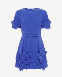 LEO LIN Chloe Floral-appliqud Crepe Mini Dress in White | Lyst LEO LIN Chloe Floral-appliqud Crepe Mini Dress in White | Lyst