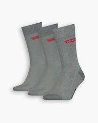 Levi's Paquete de 3 pares de calcetines de corte normal con logotipo Batwing Gris - Negro