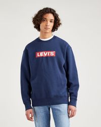 Sudadera de cuello redondo con colour block moderno, logo pequeño y manga  de murciélago en azul marino/rojo/amarillo Levi's de Denim de hombre | Lyst
