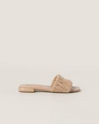 Miu Miu Matelassé Nappa Leather Cork Heel Sandals in