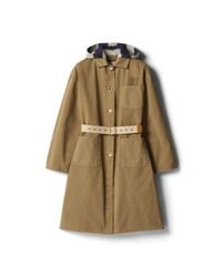 Miu Miu Natté Toile Double-Breasted Coat in Brown | Lyst