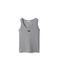 Miu Miu Striped Ribbed Tank Top in Black | Lyst