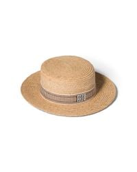 Miu Miu Palmetto Raffia Hat in White | Lyst