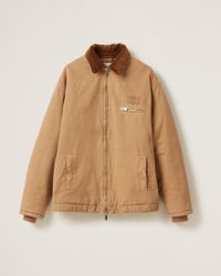Miu Miu Garment-Dyed Blouson Jacket With Embroidered Logo in