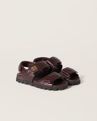 サンダル・ミュール MiuMiu | Matelasse nappa leather cork heel sandals 5XZ482 Miu Miu Matelassé nappa leather mule heels for Women - Beige