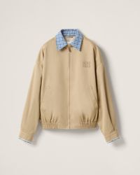 Miu Miu Checked Double-Weave Blouson Jacket in Gray | Lyst