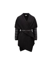 Moncler Mantella Fringed Cape in Black | Lyst