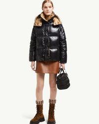 Moncler Brysur Hooded Teddy Short Down Jacket in Natural Moncler Brysur Hooded Teddy Short Down Jacket in Natural