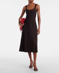 STAUD Claretta Backless Pleated Rib-Knit Dress in Blue | Lyst
