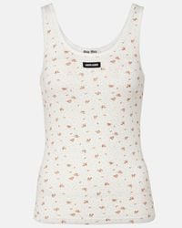 Miu Miu White Cotton Tank Top | Lyst