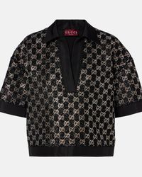 【美品】  GUCCI / グッチ | 2023SS | GG Embroidered Tulle T-Shirt  チュール カットソー | S | ブラック | レディース GUCCI - 【美品】 GUCCI / グッチ | 2023SS | GG Embroidered Tulle T