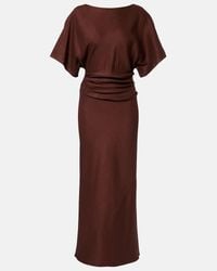 STAUD Martine Linen-Blend Maxi Dress in White | Lyst