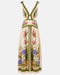 chinese dress ladies Farm Rio 3D Floral Linen Midi Dress main image 1