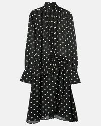 knee length dresses for ladies Nina Ricci Black Polka Dot Silk Maxi Dress