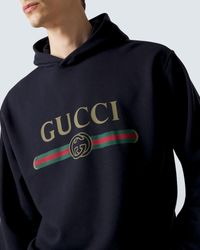 Gucci Wolf Logo Hoodie in Black for Men | Lyst