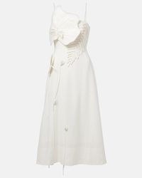 FARM Rio Delicate Flower Arabesques Linen Midi Dress in Yellow | Lyst