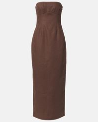 SIR. Alessandra Beaded Linen Maxi Halter Dress in White | Lyst