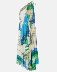 tory burch silk scarf printed long dress Tory Burch Silk Scarf Printed Long Dress in Red