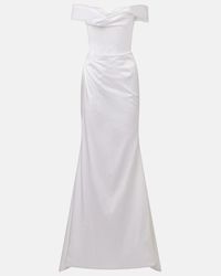 knee length dresses for ladies Natalia Silk Satin Gown in Ivory Satin Back Silk Crepe main image 0