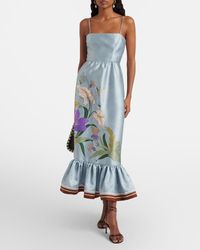 ALMAIS Anita Satin Crepe Midi Dress in Green | Lyst