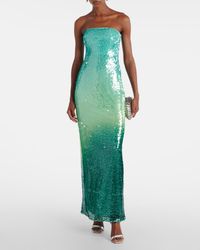 Jonathan Simkhai Savia Strapless Bead & Sequin Column Gown in Yellow | Lyst