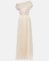 green emerald velvet dress Self-Portrait - Champagne Metallic Chiffon Maxi Dress main image 0