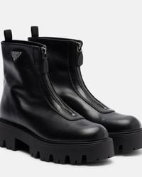 Prada Jacquard Knit Platform Boot in Black | Lyst