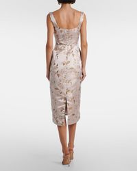 STAUD Kennedy Metallic Brocade Midi Dress in Natural | Lyst UK