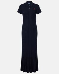 polo ralph lauren pleated wool ribbed knit midi dress POLO RALPH LAUREN Pleated Wool-Blend Knit Midi Dress