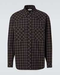 Lemaire Checked Twill Shirt in Black for Men | Lyst