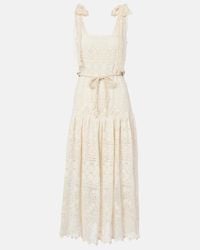 Zimmermann Devi Cotton-blend Guipure Lace Midi Dress in Natural | Lyst Zimmermann Devi Cotton-blend Guipure Lace Midi Dress in Natural | Lyst