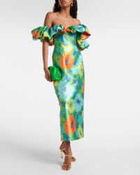 ALMAIS Anita Satin Crepe Midi Dress in Green | Lyst Canada