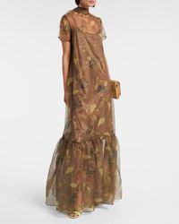 knee length dresses for ladies Staud Calluna Thyme Sheer Organza Maxi Dress
