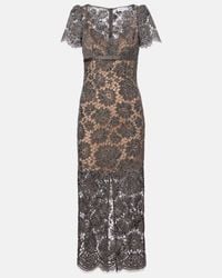 Self-Portrait Petal Lace Midi Dress in Green | Lyst
