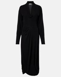 Lemaire Draped Mesh Jersey Maxi Dress in Natural | Lyst